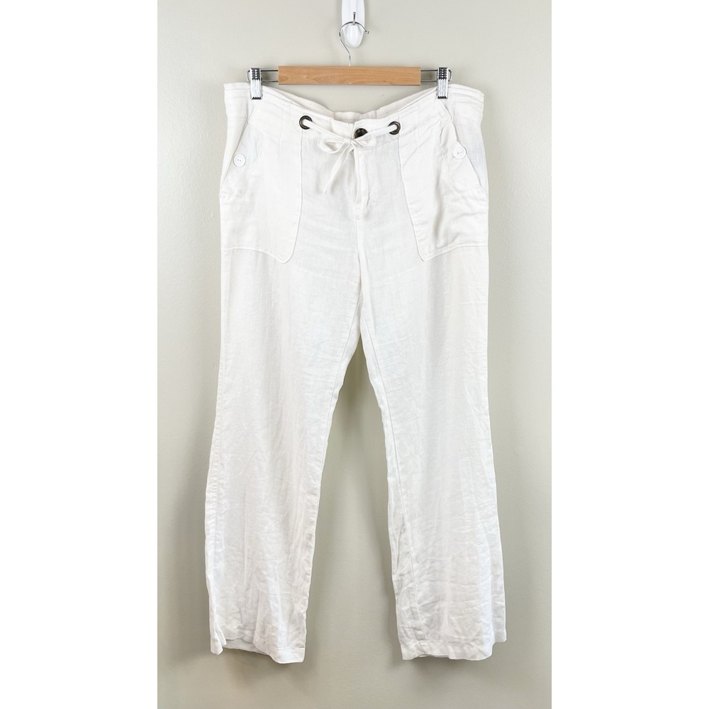 Sanctuary Women's 100% Linen Wide Leg Pants Pull On White Sz 28 Coastal Grandma - Picture 3 of 9